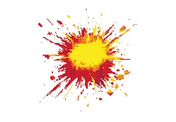 8-bit pixel art logo of an explosion, white background