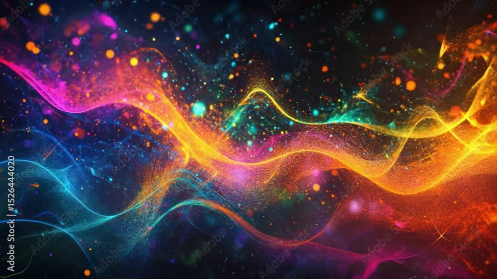 Poster vibrant cosmic tapestry: an explosion of color and light. it's a dynamic visual that invites the vie