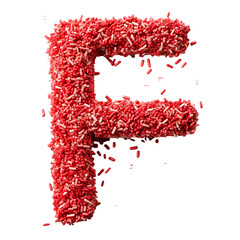 Red and White Sprinkles Letter F: Perfect for Baking & Design Projects