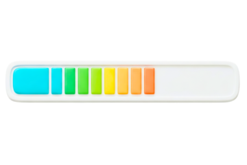 Colorful progress bar indicating levels for visual feedback isolated on a transparent background
