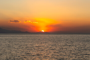 Fototapeta premium Beautiful sunset over the Van lake, Van Sea and clouds