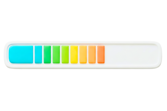 Colorful progress bar indicating levels for visual feedback isolated on a transparent background