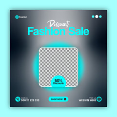 Fashion sale social media post design template or web banner design template