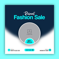 Fashion sale social media post design template or web banner design template