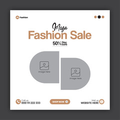 Fashion sale social media post design template or web banner design template