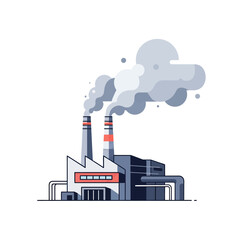 Illustration of a factory emitting smoke, concept for industrial design, environmental pollution, and climate change