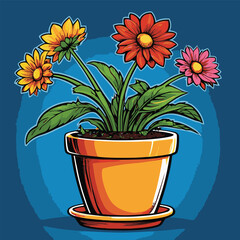 comic book style flower pot illustration for planting plants