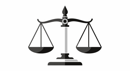A grayscale illustration of scales of justice on a transparent background, concept for legal, law, balance, justice, and equality