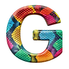 Colorful Letter G: Snakeskin Texture Alphabet Design Element