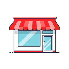 Illustration of a red striped awning shop, concept for business storefront design
