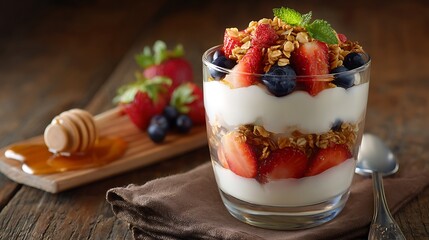 Fresh Fruit and Yogurt Parfait with Granola Topping