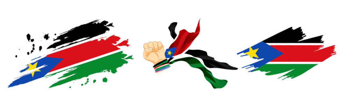 Vector illustration of South Sudan flag composition on transparent background - Powered by Adobe