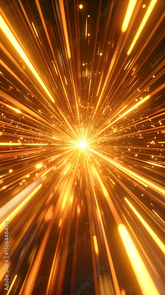 Poster 3d rendering of warp speed in hyper loop with blur light from buildings' lights in mega city at nigh