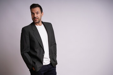 Male Model Showing Different Emotions on White Studio Background