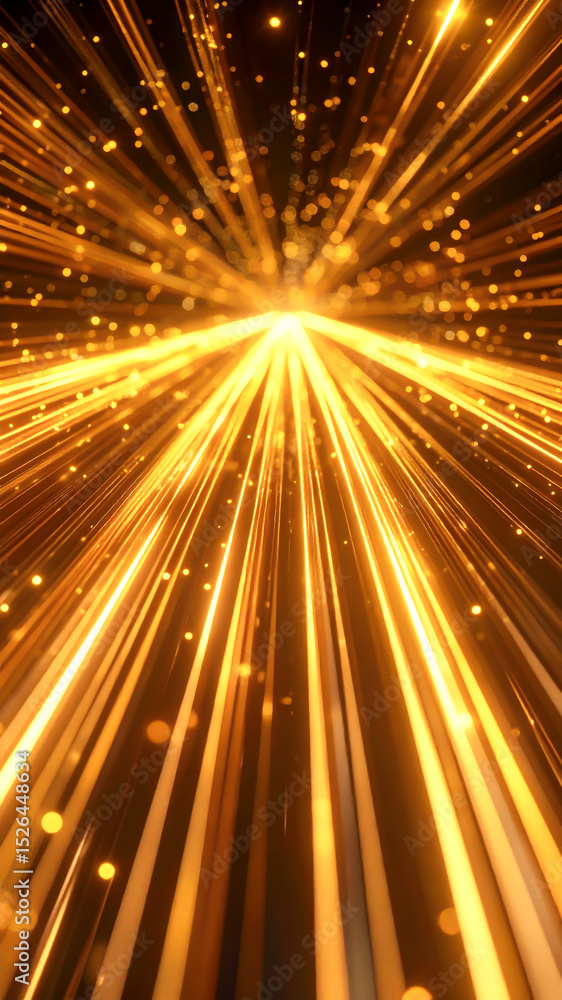 Poster 3d rendering of warp speed in hyper loop with blur light from buildings' lights in mega city at nigh