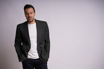 Male Model Showing Different Emotions on White Studio Background
