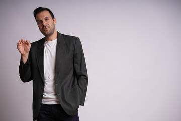 Male Model Showing Different Emotions on White Studio Background