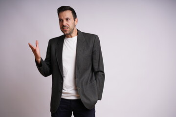 Male Model Showing Different Emotions on White Studio Background