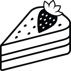Slice of Cake Outline Illustration with Transparent Background