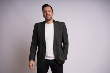 Male Model Showing Different Emotions on White Studio Background