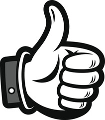 Black and White Thumbs Up Icon Illustration