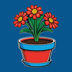 comic book style flower pot illustration for planting plants