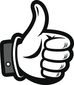 Black and White Thumbs Up Icon Illustration