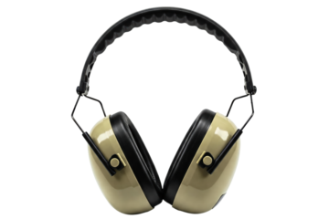 Comfortable noise-cancelling earmuffs for hearing protection in loud environments isolated on a transparent background
