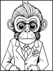 Monkey Professor: A distinguished monkey dons a suit and spectacles, embodying intelligence and wit, perfect for educational or intellectual themes.