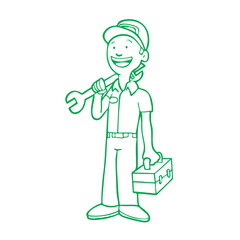 Car Mechanic Line Art Automotive repair illustration	