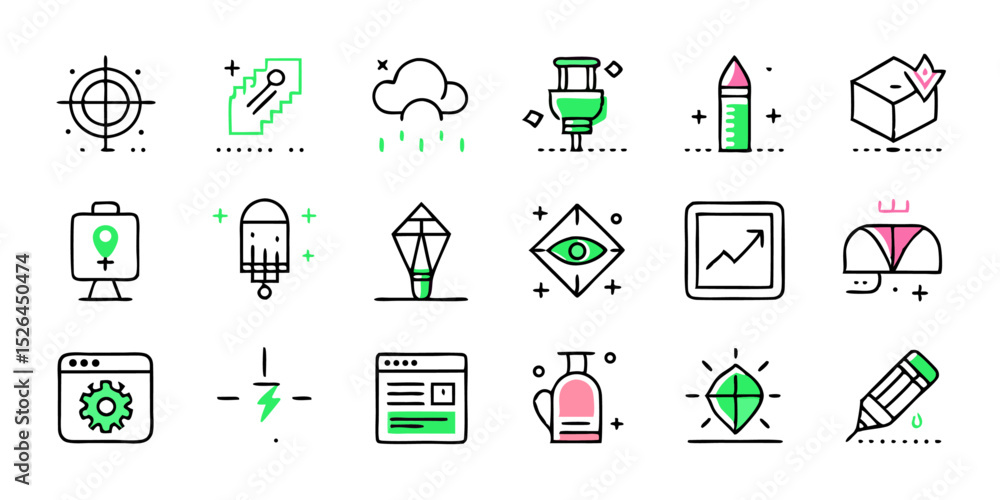 Poster high quality graphic design line icons set for professional use in branding and web design projects