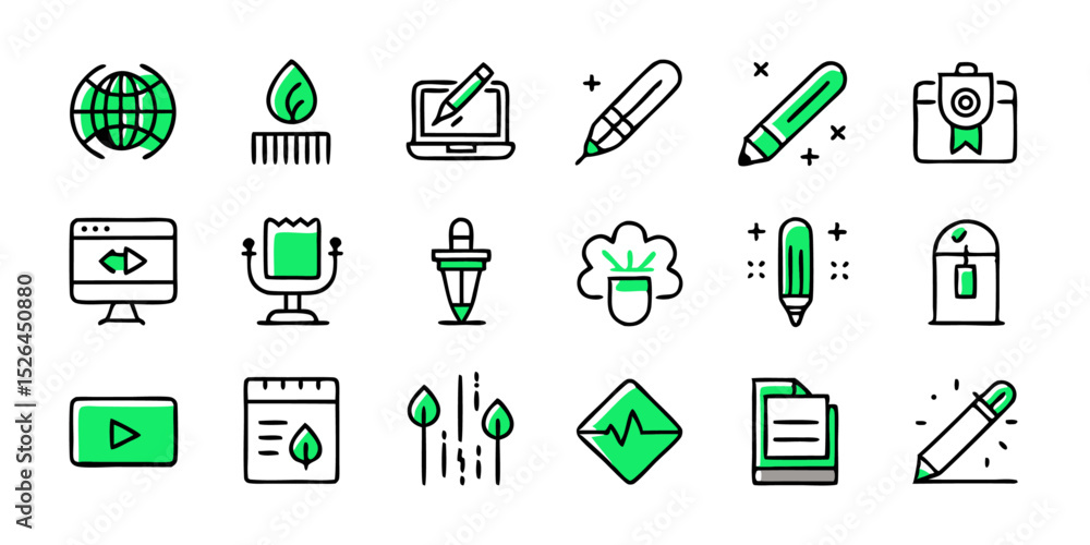 Poster high quality graphic design line icon set featuring professional design elements in cmyk