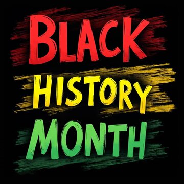  featuring bold red, yellow, and green brush strokes on black background, symbolizing Rasta flag and Black History Month celebration