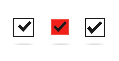A set of checkmark icons in red and black