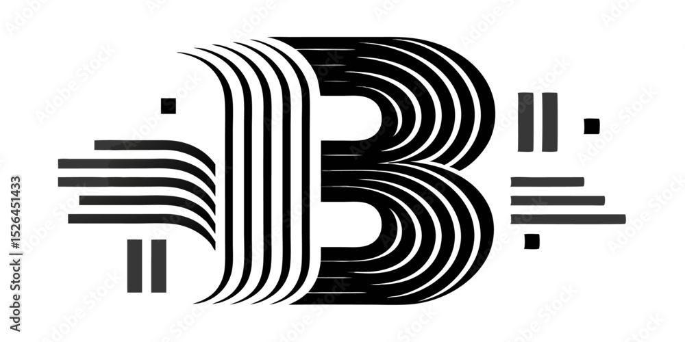 Poster abstract stripe line pattern letter b logo design cmyk color scheme