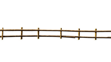 rustic wooden fence isolated on white background
