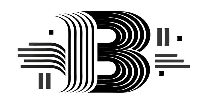 Abstract stripe line pattern letter b logo design cmyk color scheme