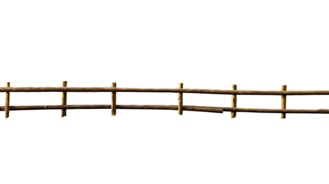 rustic wooden fence isolated on white background