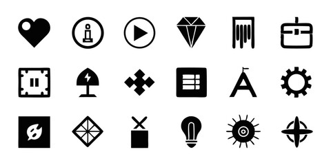 High quality minimalist graphic design icon set featuring four process colors