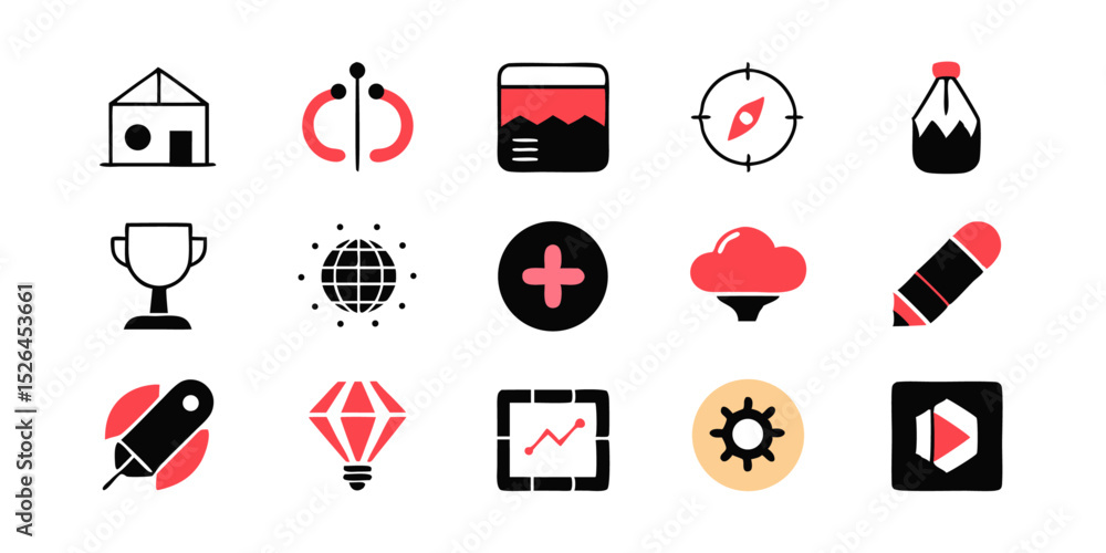 Poster high quality graphic design icon set featuring a collection of twelve professional icons in cmyk col