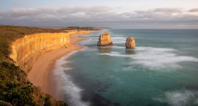 12 Apostles and Gibson Beach on the Port Campbell coast at sunset
