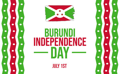 Celebrate burundi independence day july first with flag and festive colors