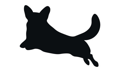 Dog silhouette. Corgi silhouette isolated on white background.