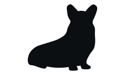 Dog silhouette. Corgi silhouette isolated on white background.