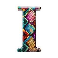 Colorful Snakeskin Letter I: Vibrant Alphabet Design Element