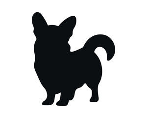 Dog silhouette. Corgi silhouette isolated on white background.