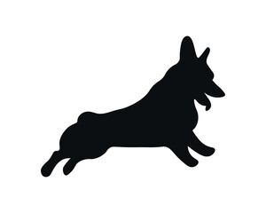 Dog silhouette. Corgi silhouette isolated on white background.