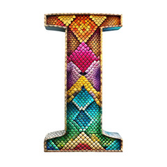 Vibrant Letter I: Colorful Tribal Pattern Design