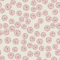 Floral seamless pattern with little peonies. Vector background, design, print