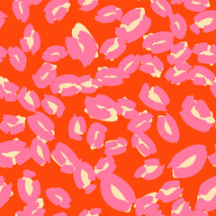 Leopard spots seamless pattern design. Vector orange background, wallpaper, wrapping paper, fabric, print